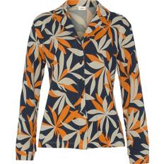 Dame - Orange Pyjamasser s.Oliver Pyjamas - Beige/Mørkeblå/Orange