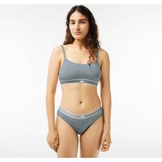 Lacoste Femme Soutiens-gorge Lacoste Brassière Coton Stretch Crocodile Taille - Gris/Bleu