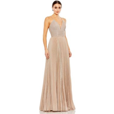 Mac Duggal Gold Clothing Mac Duggal Women's Ieena Pleated Shimmer Gown Rose Gold Rose Gold