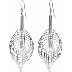 Silverly Sterling Silver Dangle Earrings 925 Modern Interlocking Circle -