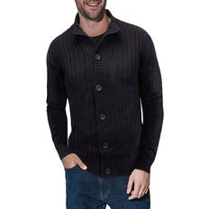 Men - Polyester Cardigans XRay Men's Ribbed Highneck Cardigan Black