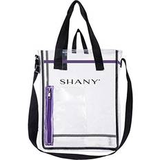 Bags Shany Clear Toiletry and Makeup Carry-On Travel Bag Large Multiple Handle, Two-Tone Tote with Purple Front Zippered Pocket