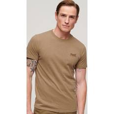 Superdry Herr T-shirts Superdry Essential Logo EMB TEE Herr Kortärmade T-shirt - Buck Tan Brown Marl