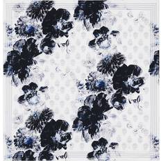 Silke Tørklæde med Blomstermotiv og Skull Print - Hvid