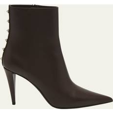 Valentino Garavani Rockstud leather ankle boots brown