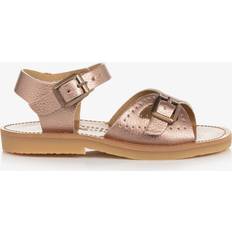 Young Soles Girls Rose Gold Faux Leather Sandals Pink