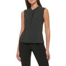 Tommy Hilfiger Black Blouses Tommy Hilfiger Women's Knot-Neck Top Black Ivory Black Ivory