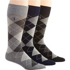 Socks Polo Ralph Lauren Men's 3-Pack Classic Argyle Dress Socks, Black/Grey Assorted, One