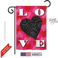 Black Flags Breeze Decor 51050 Valentines Love Heart 2-Sided Impression Garden Flag