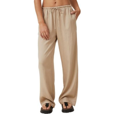 Cotton On Drawstring Straight Leg Trousers - Taupe Linen/Neutral