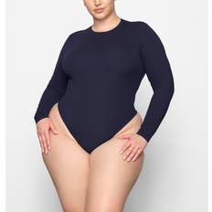 Blue Bodysuits SKIMS Long Sleeve Crew Neck Bodysuit Blue Fits Everybody