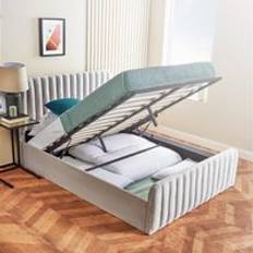 Home Treats Padded Velvet Ottoman Storage Bed
