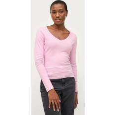 Magliette Levi's Damen Long-Sleeve V-Neck Baby Tee T-Shirt, Pink Lavender