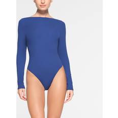 Blue Shapewear & Under Garments SKIMS Long Sleeve Low Back Bodysuit Blue Fits Everybody