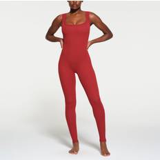 Red Bodysuits SKIMS Tank Catsuit Bodysuit Red Cotton Rib