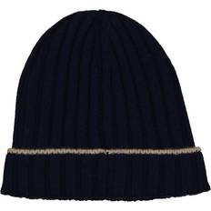 Stickad mössa contrast edge navy blue