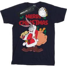 Looney Tunes Santa Bugs Bunny Cotton Boyfriend T-Shirt Navy