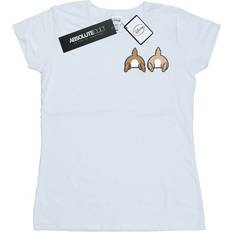 Silk T-shirts Disney Chip N Dale Backside Breast Print Cotton T-Shirt White