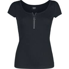 EMP Black Premium by EMP T-shirt Svart T-shirt med dragkedja halsringning för Dam svart
