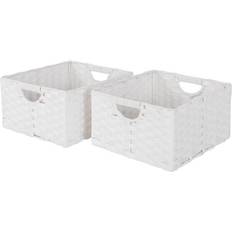 Plastic Baskets Seville Classics 13.25 W H White Handwoven Wicker Foldable Cube 2pcs