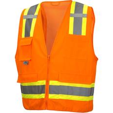 5XL Work Vests Pyramex Class Surveyor's Safety Vest with Pockets, Hi-Vis Orange