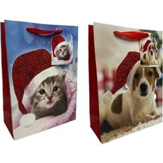 Medium Christmas Gift Bags Set of 6 Present Bags Festive Xmas Design & Handles
