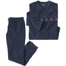 3XL - Homme Pyjamas Atlas For Men Patterned Microfleece Long Pyjama Set Navy