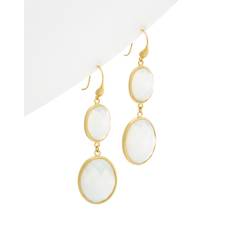 18K Yellow Gold Clad Cat's Eye Crystal Drop Earrings
