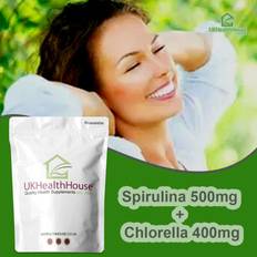UKHealthhouse Organic Spirulina & Chlorella 900mg Immunity Detox Double Chlorella 900mg