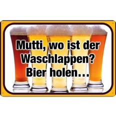 Blechschild 30x20 cm Bier Mutti wo Waschlappen Bier Holen