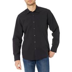Mens Regular-Fit Long-Sleeve casual Poplin Shirt, Washed Black