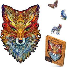 Unidragon UNIDRAGON Original Wooden Jigsaw Puzzles Fiery Fox, 700 pcs, Royal Size 16.1"x23.6" Beautiful Gift Package, Unique Shape Best Gift for Adults and Kids