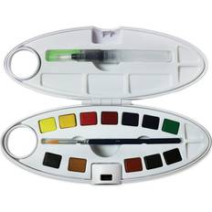 Pebeo Fine Watercolor Half Pan Set Half Pans, Oval Plastic Case, Set of 12