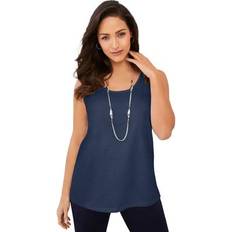 Jessica London Tank Tops Jessica London Plus Women's Horseshoe Neck Tank in Navy Size 34/36 Top Stretch