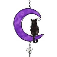 Something Different Cat Wind Chime with Glitter Purple Moon