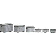 Polyester Kurve Dkd Home Decor Kurvesæt Hvid og Grå Bambus Træ MDF 51 x 35 x 33 cm Kurv 33cm 33cm 3stk