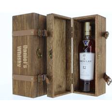 Personalised Wooden Gift Box with Macallan 12 Year Old Double Cask Whisky 40% 70cl