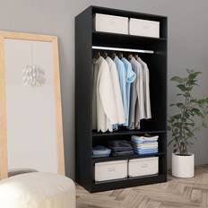 Schwarz Kleiderschränke vidaXL Black 100x50x200cm Engineered Wardrobe