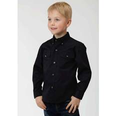 Black - Boys Shirts Roper Solid Poplin Button Western Shirt Boys Black Black