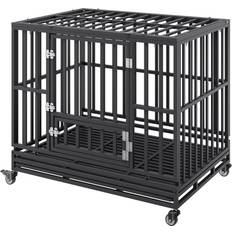 VEVOR 42 Inch Heavy Duty Dog Crate, Indestructible Dog Crate, 3-Door