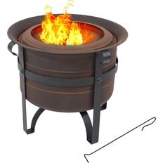 Sunnydaze Decor Cauldron-Style Outdoor Wood-Burning Steel Smokeless Fire Pit with Poker