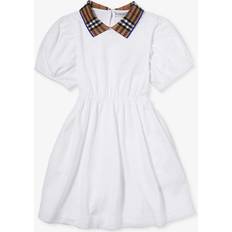 Kids White Check Collar Dress WHITE 8Y