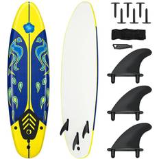 Windsurfing Costway 6' Surfboard Foamie Body Surfing Board W/3 Fins & Leash Yellow Yellow