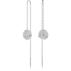 Rhodium - Women Earrings Swarovski Meteora drop earrings, White, Rhodium plated