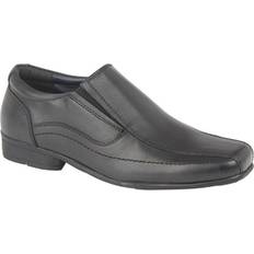 Musta Low Top Shoes Roamers Leather Twin Gusset School Shoes Black