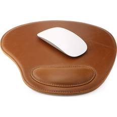 Leather Oval Mouse Pad with Wrist Rest