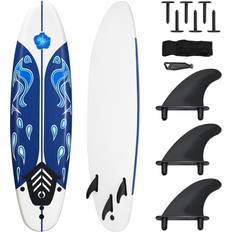 Windsurfing Costway 6' Surfboard Foamie Body Surfing Board W/3 Fins & Leash White White