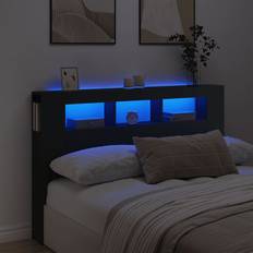 Cabeceros vidaXL Con LED Madera De Ingeniería Negro 160x18.5x103.5 cm Cabecero
