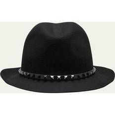 Valentino Tilbehør Valentino Fedora-Hut Rockstud aus Wolle Schwarz