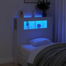 Blanc Têtes de lit vidaXL À LED Blanc 100x18.5x103.5 cm Bois D'ingénierie Tête de lit 100cm